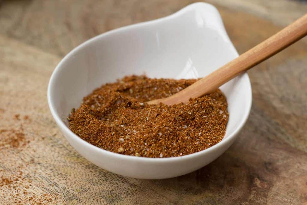 Homemade Chipotle Seasoning in a white dish