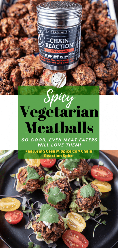 vegetarian meatballs on a black plate, meatballs with chain reaction spice