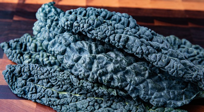 dinosaur kale on a wooden board